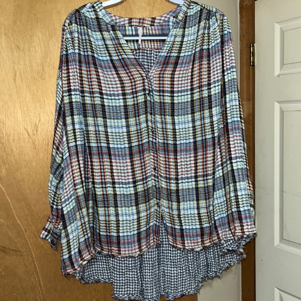 Free people come on over plaid flannel